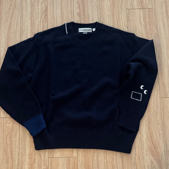 Anya Hindmarch Navy Sweater with Playful Sleeve Detail - Picture 1 of 7